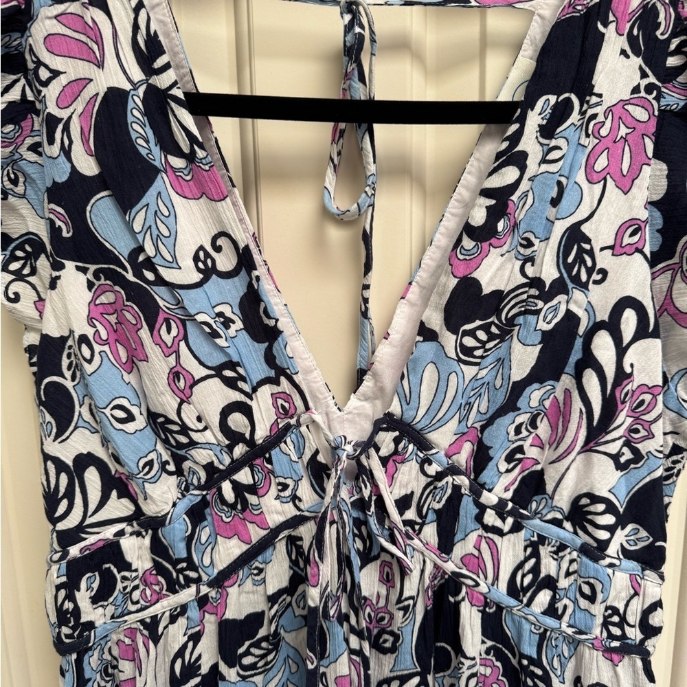 LOFT Beach Floral Ruffle Sleeve Maxi Pocket Dress - Picture 5 of 8
